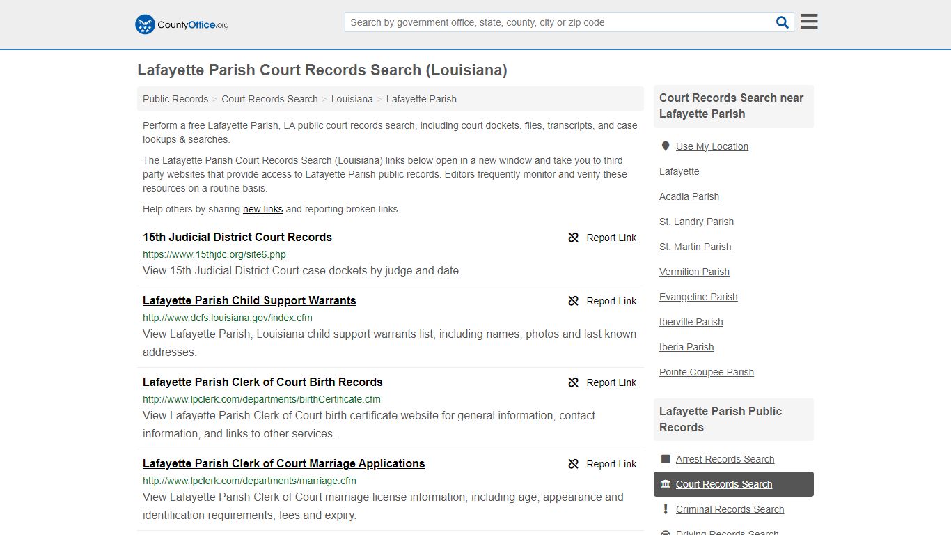 Lafayette Parish Court Records Search (Louisiana) - County Office